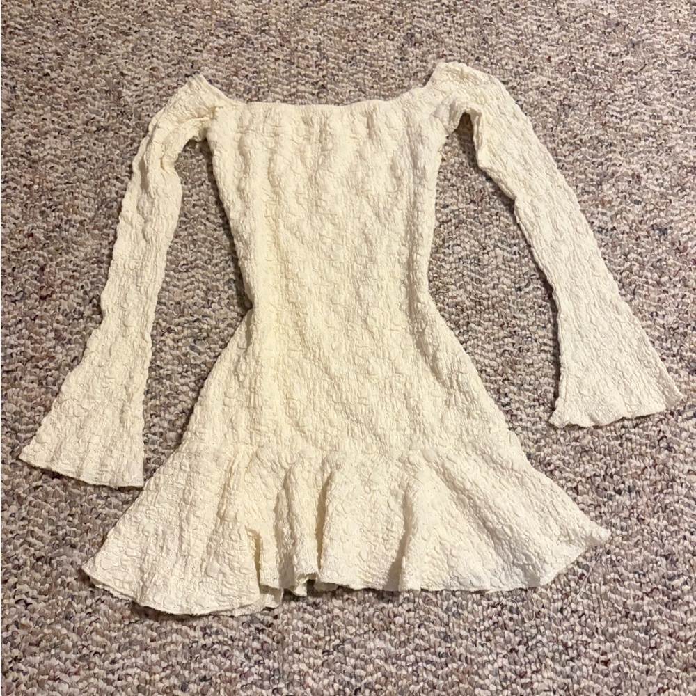 Cream Long Sleeve Dress